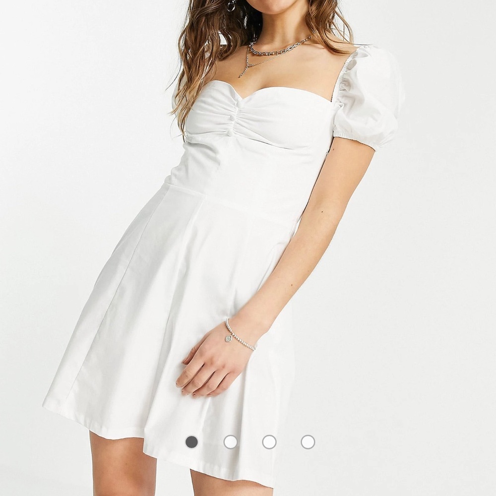 ISO Bershka poplin button down milkmaid dress in white